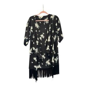 LuLaRoe Monroe Floral Fringe Kimono Cardigan Size Medium (M)
